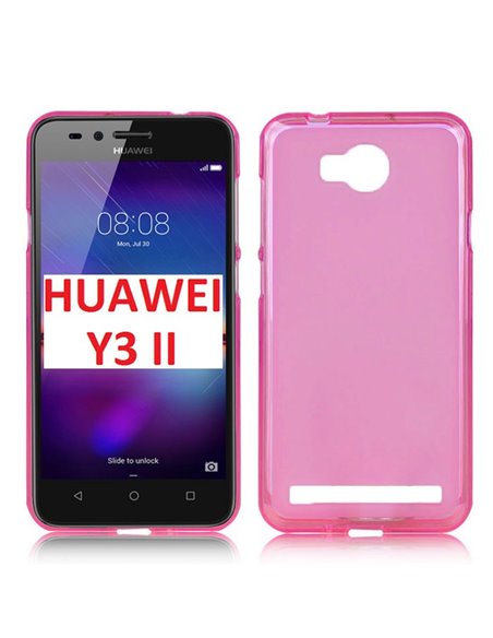 CUSTODIA per HUAWEI Y3 II, Y3 PRO, Y3 II PRO IN GEL TPU SILICONE COLORE ROSA TRASPARENTE