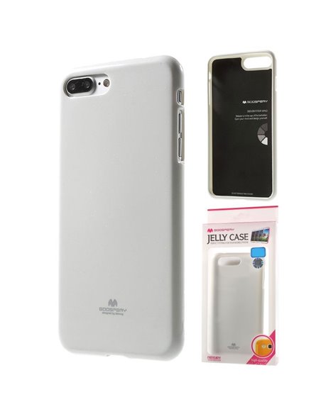 CUSTODIA GEL TPU SILICONE per APPLE IPHONE 7 PLUS, IPHONE 8 PLUS COLORE BIANCO LUCIDO ALTA QUALITA' MERCURY BLISTER