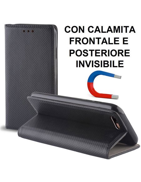 CUSTODIA FLIP ORIZZONTALE per APPLE IPHONE 7 PLUS, IPHONE 8 PLUS con CHIUSURA MAGNETICA INVISIBILE, STAND ED INTERNO IN TPU NERO