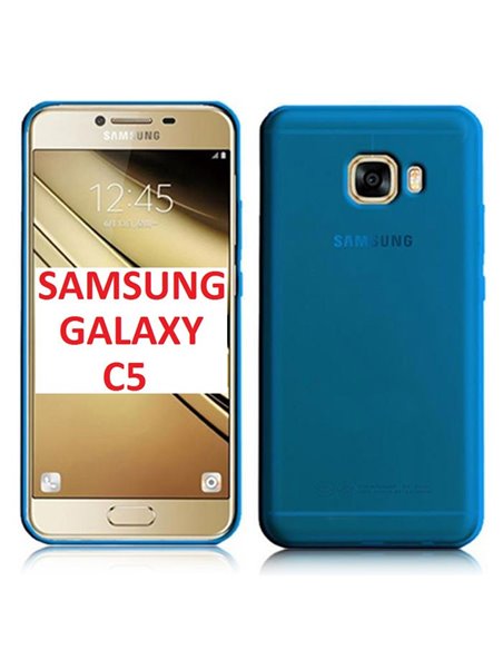 CUSTODIA GEL TPU SILICONE per SAMSUNG SM-C5000 GALAXY C5 COLORE AZZURRO TRASPARENTE