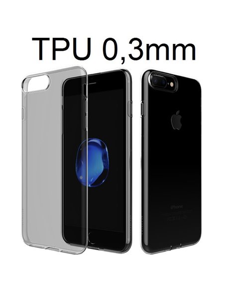 CUSTODIA GEL TPU SILICONE ULTRA SLIM 0,3mm per APPLE IPHONE 7 PLUS, IPHONE 8 PLUS COLORE NERO TRASPARENTE