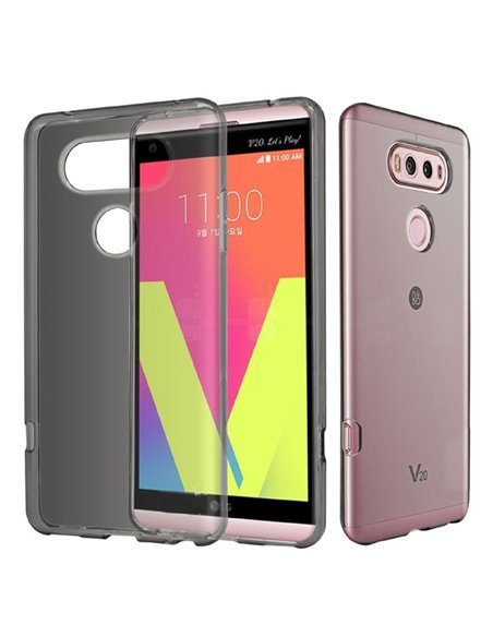 CUSTODIA per LG V20 IN GEL TPU SILICONE COLORE NERO TRASPARENTE