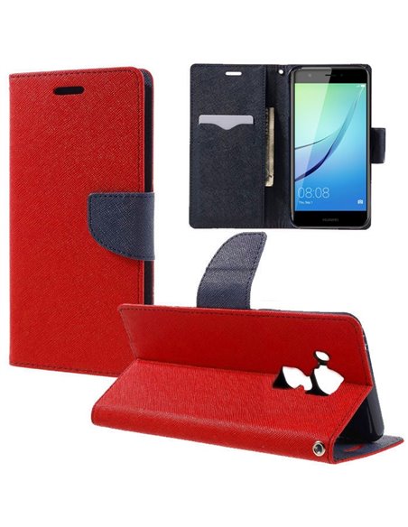 CUSTODIA FLIP ORIZZONTALE per HUAWEI NOVA PLUS CON INTERNO IN TPU, STAND E CHIUSURA MAGNETICA COLORE ROSSO