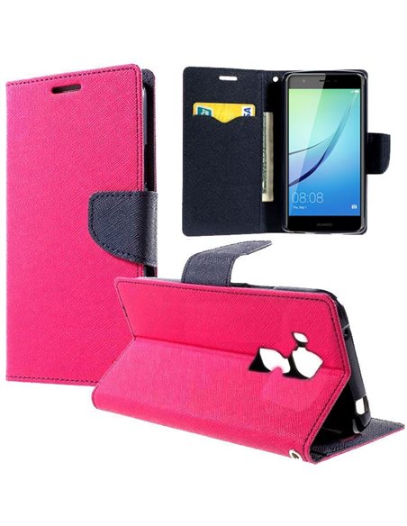 CUSTODIA FLIP ORIZZONTALE per HUAWEI NOVA PLUS, G9 PLUS CON INTERNO IN TPU SILICONE, STAND E CHIUSURA MAGNETICA COLORE FUCSIA