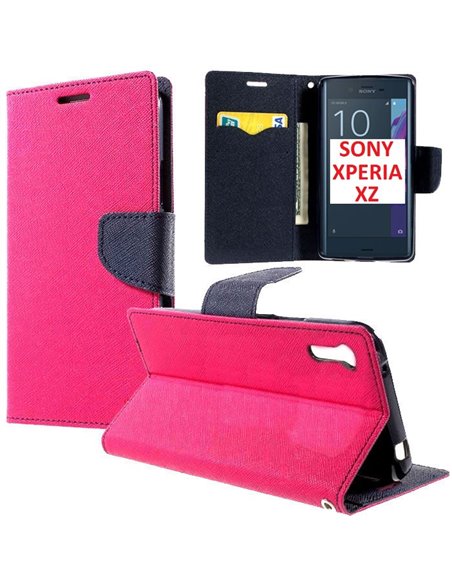 CUSTODIA per SONY XPERIA XZ (F8331), XPERIA XZs (G8231) - FLIP ORIZZONTALE CON INTERNO IN TPU SILICONE, STAND E PORTA CARTE COLO