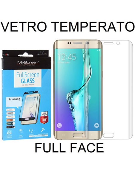 PELLICOLA VETRO TEMPERATO FULL FACE 0,3mm TRASPARENTE per SAMSUNG SM-G925 GALAXY S6 EDGE MYSCREEN BLISTER