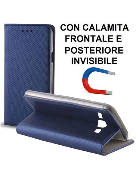 CUSTODIA FLIP ORIZZONTALE per SAMSUNG SM-J120 GALAXY J1 (2016) con CHIUSURA MAGNETICA INVISIBILE E INTERNO IN TPU BLU