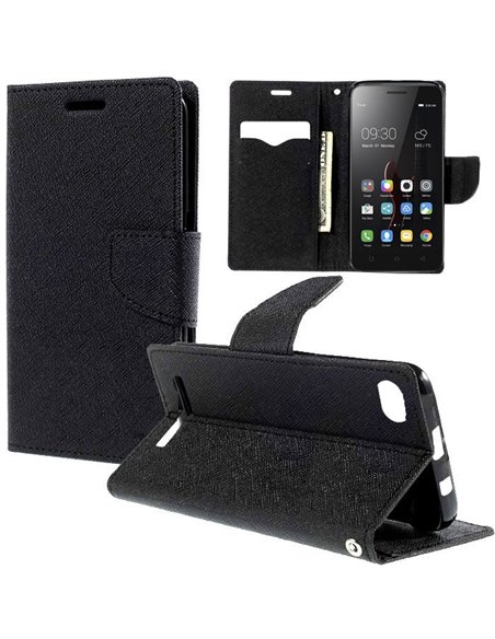 CUSTODIA FLIP ORIZZONTALE per LENOVO VIBE C (A2020) CON INTERNO IN TPU SILICONE E STAND COLORE NERO