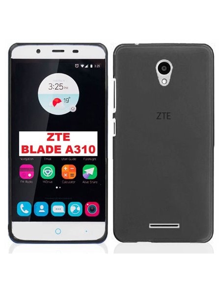 CUSTODIA TPU SILICONE per ZTE BLADE A310 COLORE NERO TRASPARENTE