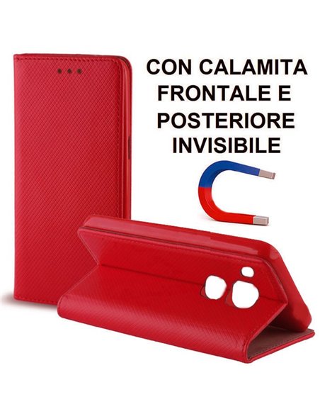 CUSTODIA FLIP ORIZZONTALE per HUAWEI NOVA PLUS con CHIUSURA MAGNETICA INVISIBILE, STAND ED INTERNO IN TPU SILICONE ROSSO