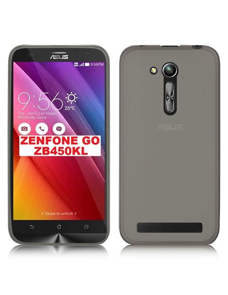 CUSTODIA GEL TPU SILICONE per ASUS ZENFONE GO ZB450KL, ZENFONE GO ZB452KG - 4.5' POLLICI COLORE NERO TRASPARENTE