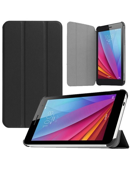 CUSTODIA FLIP ORIZZONTALE SIMILPELLE per HUAWEI MEDIAPAD T1 - 7' POLLICI, HONOR T1 CON STAND COLORE NERO