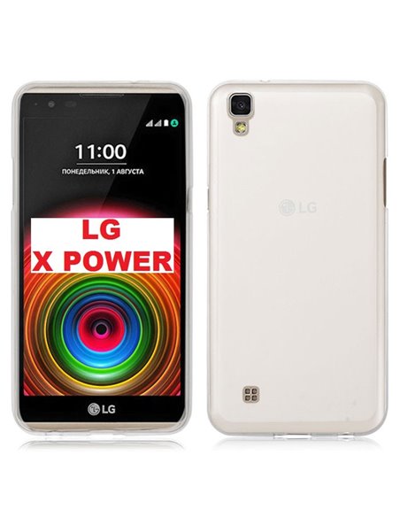 CUSTODIA GEL TPU SILICONE per LG X POWER, K220 COLORE BIANCO TRASPARENTE