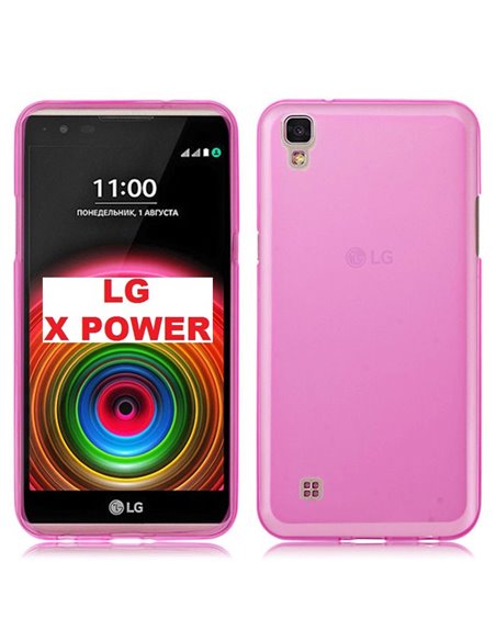 CUSTODIA GEL TPU SILICONE per LG X POWER, K220 COLORE ROSA TRASPARENTE