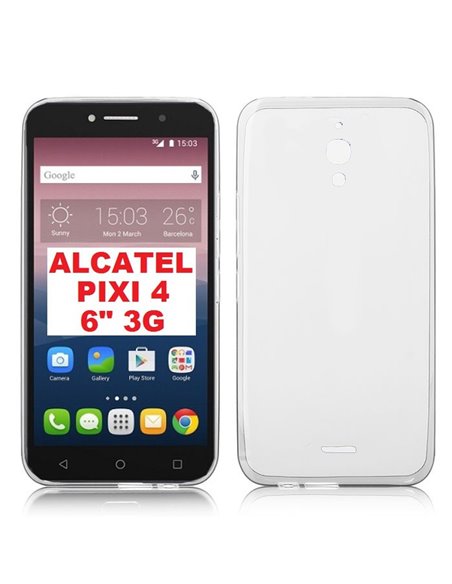 CUSTODIA per ALCATEL PIXI 4 - 3G - 6' POLLICI (OT-8050D), A2 XL IN GEL TPU SILICONE TRASPARENTE