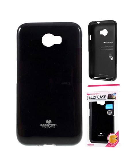 CUSTODIA GEL TPU SILICONE per HUAWEI Y5 II, Y6 II COMPACT COLORE NERO LUCIDO CON GLITTER ALTA QUALITA' MERCURY BLISTER