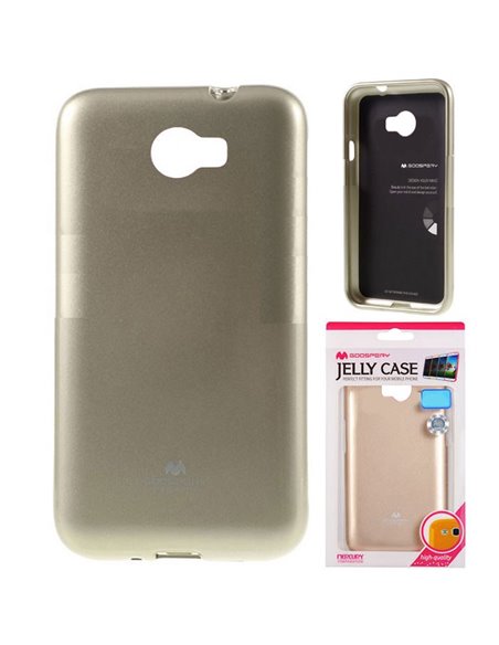 CUSTODIA GEL TPU SILICONE per HUAWEI Y5 II, Y6 II COMPACT COLORE ORO LUCIDO CON GLITTER ALTA QUALITA' MERCURY BLISTER