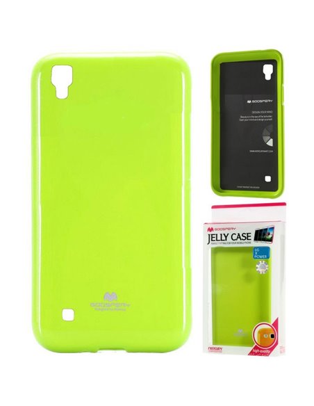 CUSTODIA GEL TPU SILICONE per LG X POWER, K220 COLORE VERDE LUCIDO CON GLITTER ALTA QUALITA' MERCURY BLISTER