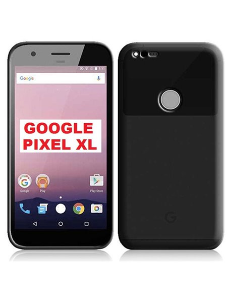 CUSTODIA GEL TPU SILICONE per GOOGLE PIXEL XL - 5.5' POLLICI COLORE NERO TRASPARENTE