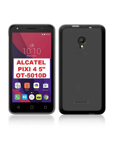 CUSTODIA GEL TPU SILICONE per ALCATEL OT-5010D PIXI 4 5.0 3G - 5' POLLICI COLORE NERO TRASPARENTE