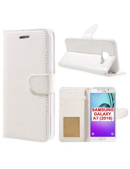 CUSTODIA FLIP ORIZZONTALE SIMILPELLE per SAMSUNG SM-A710 GALAXY A7 (2016) CON CHIUSURA MAGNETICA E INTERNO IN TPU BIANCO