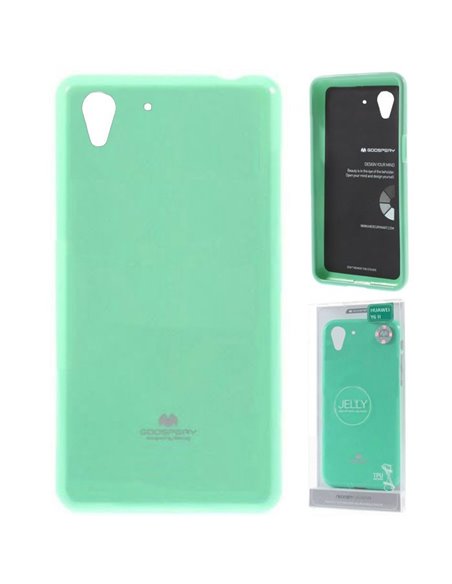 CUSTODIA GEL TPU SILICONE per HUAWEI Y6 II, HONOR 5A COLORE VERDE ACQUA LUCIDO CON GLITTER ALTA QUALITA' MERCURY BLISTER