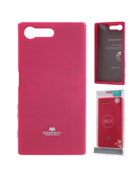 CUSTODIA GEL TPU SILICONE per SONY XPERIA X COMPACT COLORE FUCSIA LUCIDO CON GLITTER ALTA QUALITA' MERCURY BLISTER