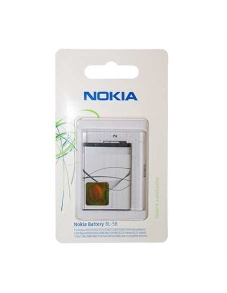 BATTERIA ORIGINALE NOKIA BL-5B per 5500 SPORT, 6020, N90 890mAh LI-ION BLISTER SEGUE COMPATIBILITA'..