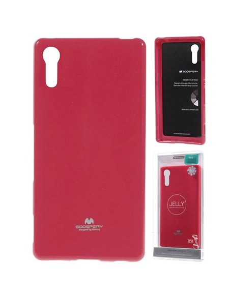 CUSTODIA per SONY XPERIA XZ (F8331), XPERIA XZs (G8231) IN GEL TPU SILICONE COLORE FUCSIA LUCIDO CON GLITTER ALTA QUALITA' MERCU