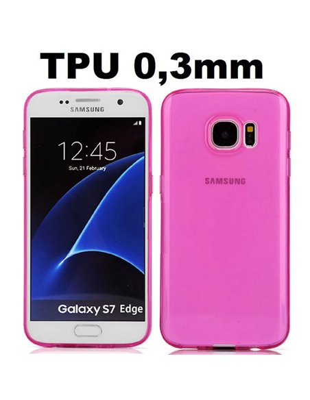 CUSTODIA GEL TPU SILICONE ULTRA SLIM 0,3mm per SAMSUNG SM-G935 GALAXY S7 EDGE COLORE ROSA TRASPARENTE