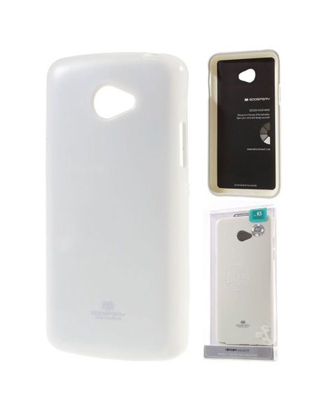 CUSTODIA per LG K5, X220 IN GEL TPU SILICONE COLORE BIANCO LUCIDO CON GLITTER ALTA QUALITA' MERCURY BLISTER