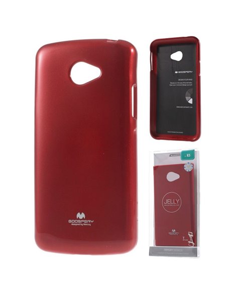 CUSTODIA per LG K5, X220 IN GEL TPU SILICONE COLORE ROSSO LUCIDO CON GLITTER ALTA QUALITA' MERCURY BLISTER