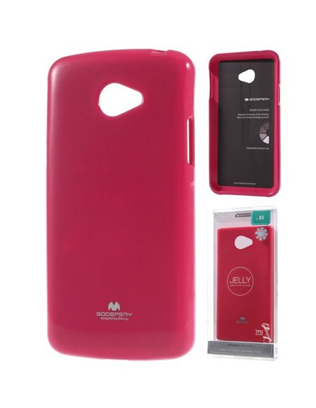 CUSTODIA per LG K5, X220 IN GEL TPU SILICONE COLORE FUCSIA LUCIDO CON GLITTER ALTA QUALITA' MERCURY BLISTER