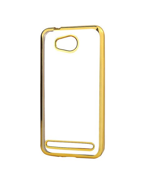 CUSTODIA per HUAWEI Y3 II, Y3 PRO, Y3 II PRO IN GEL TPU SILICONE TRASPARENTE CON CORNICE COLORE ORO