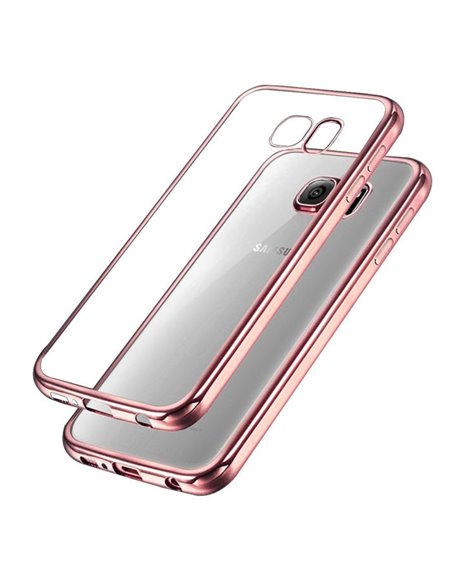 CUSTODIA GEL TPU SILICONE per SAMSUNG SM-G930 GALAXY S7 TRASPARENTE CON CORNICE COLORE FUCSIA