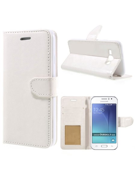 CUSTODIA FLIP ORIZZONTALE SIMILPELLE per SAMSUNG SM-J110 J1 ACE, J111 J1 ACE NEO CON CHIUSURA MAGNETICA E INTERNO IN TPU BIANCO