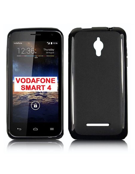 CUSTODIA GEL TPU SILICONE per VODAFONE SMART 4 COLORE NERO TRASPARENTE