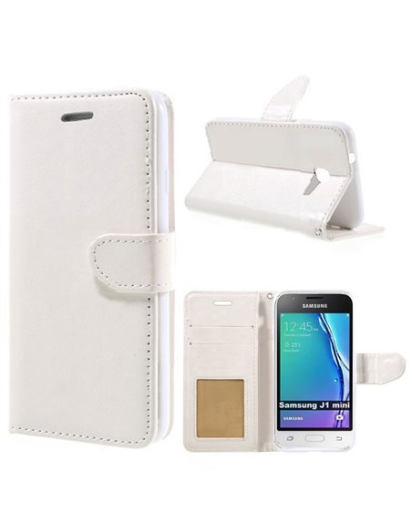 CUSTODIA per SAMSUNG SM-J105 GALAXY J1 MINI - FLIP ORIZZONTALE SIMILPELLE CON INTERNO IN TPU COLORE BIANCO