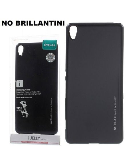 CUSTODIA GEL TPU SILICONE per SONY XPERIA XA, XPERIA XA DUAL COLORE NERO ALTA QUALITA' MERCURY I-JELLY BLISTER (NO BRILLANTINI)