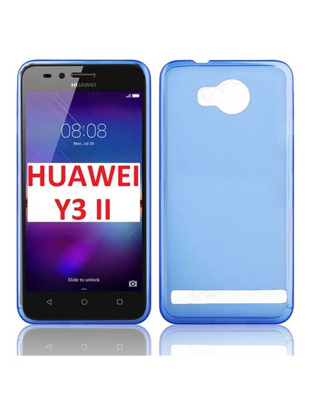 CUSTODIA per HUAWEI Y3 II, Y3 PRO, Y3 II PRO IN GEL TPU SILICONE COLORE BLU TRASPARENTE