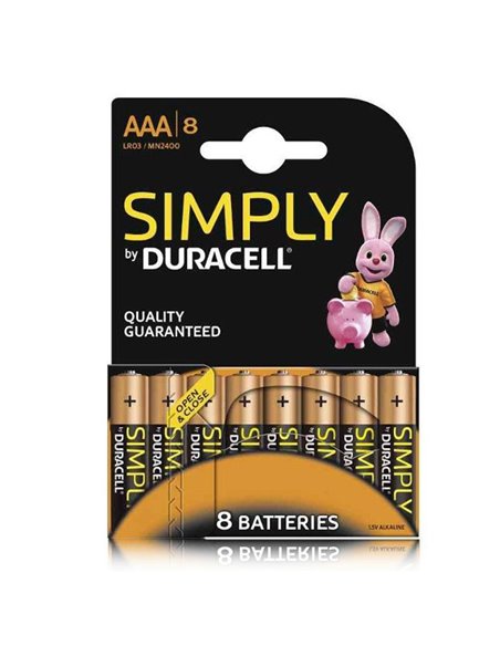 BATTERIE MINISTILO AAA LR03 1,5V ALKALINE MN2400 BLISTER 8 PEZZI DURACELL