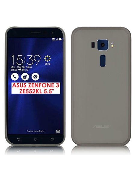 CUSTODIA per ASUS ZENFONE 3, ZE552KL, 5.5' POLLICI IN GEL TPU SILICONE COLORE NERO TRASPARENTE