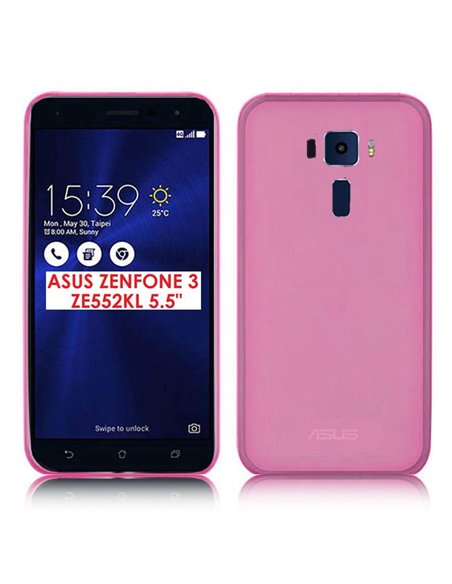 CUSTODIA per ASUS ZENFONE 3, ZE552KL, 5.5' POLLICI IN GEL TPU SILICONE COLORE ROSA TRASPARENTE