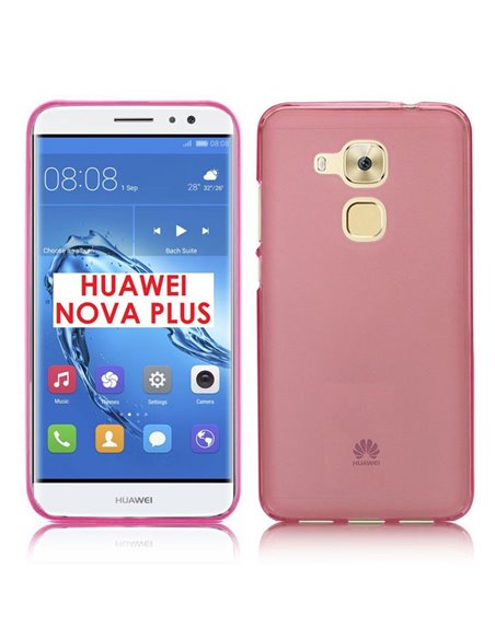 CUSTODIA per HUAWEI NOVA PLUS, G9 PLUS IN GEL TPU SILICONE COLORE ROSA TRASPARENTE