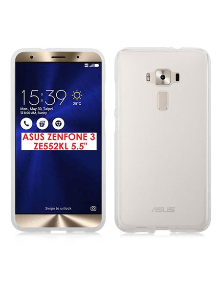 CUSTODIA per ASUS ZENFONE 3, ZE552KL, 5.5' POLLICI IN GEL TPU SILICONE COLORE BIANCO TRASPARENTE