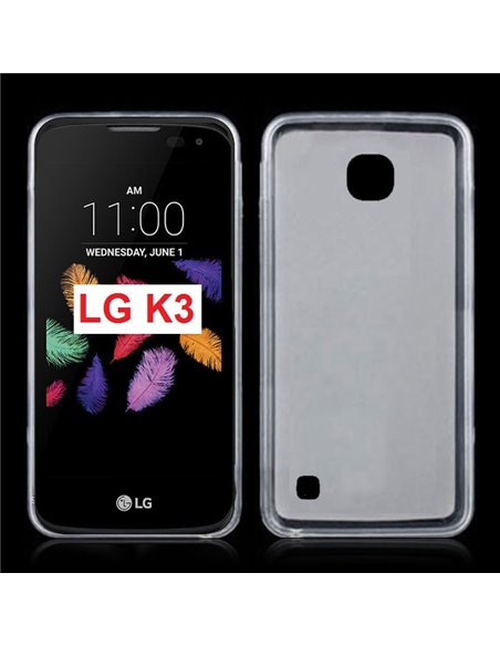 CUSTODIA per LG K3 (K100), LG K3 DUAL SIM (K100DS) IN GEL TPU SILICONE COLORE BIANCO TRASPARENTE