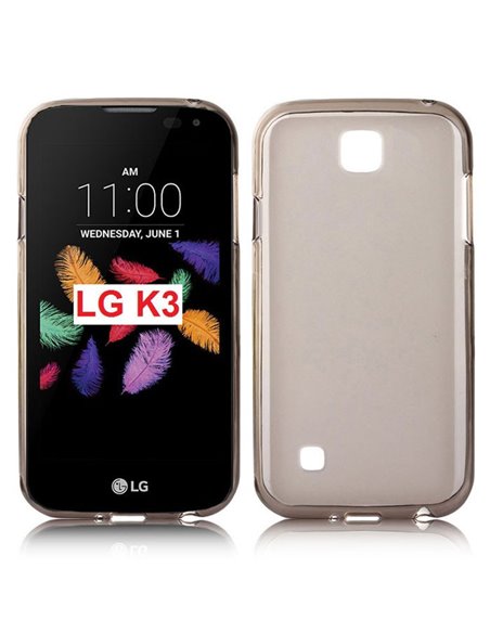 CUSTODIA per LG K3 (K100), LG K3 DUAL SIM (K100DS) IN GEL TPU SILICONE COLORE NERO TRASPARENTE