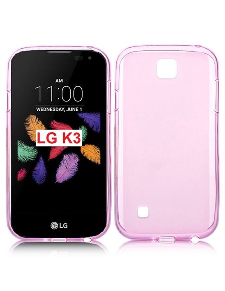 CUSTODIA per LG K3 (K100), LG K3 DUAL SIM (K100DS) IN GEL TPU SILICONE COLORE ROSA TRASPARENTE