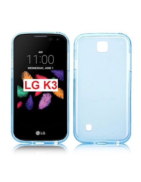 CUSTODIA per LG K3 (K100), LG K3 DUAL SIM (K100DS) IN GEL TPU SILICONE COLORE BLU TRASPARENTE