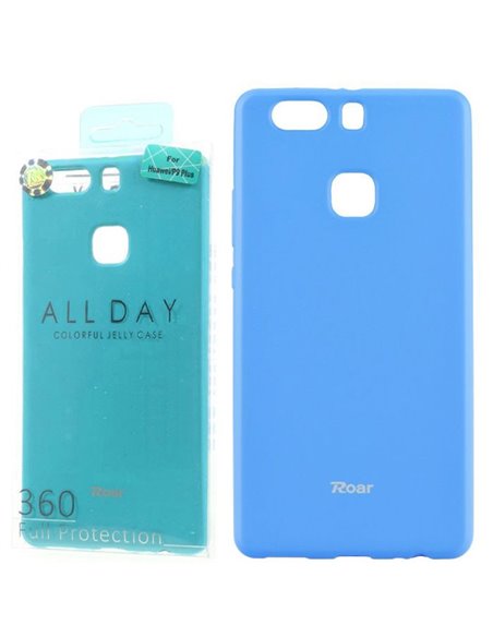 CUSTODIA per HUAWEI P9 PLUS IN GEL TPU SILICONE COLORE AZZURRO ALTA QUALITA' ROAR COLORFUL BLISTER